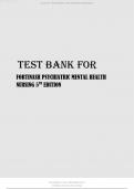 TEST BANK FOR FORTINASH PSYCHIATRIC MENTAL HEALTH NURSING 5TH EDITION 2024 LATEST REVISED UPDATE , GRADED A+ WITH COMPLETE CHAPTERS 
