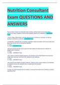 Nutrition Consultant  Exam QUESTIONS AND  ANSWERS