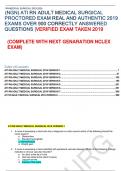 (NGN) ATI RN ADULT MEDICAL SURGICAL PROCTORED EXAM REAL AND AUTHENTIC 2019 EXAMS ALL 8 VERSIONS OVER 900 CORRECTLY ANSWERED QUESTIONS |VERIFIED EXAM TAKEN 2019