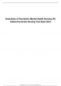 Essentials of Psychiatric Mental Health Nursing 4th Edition Varcarolis Nursing Test Bank 2024