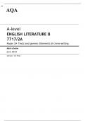 AQA  A-level ENGLISH LITERATURE B Paper 2A JUNE 2023 MARK SCHEME: Texts and genres: Elements of crime writing