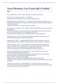Texas Pharmacy Law Exam Q&A Verified A&plus;
