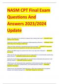NASM CPT Final Exam  Questions And  Answers 2023/2024  Update