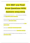 GCU MKT 315 Final Exam Questions With Answers 2023/2024