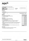 AQA A LEVEL 7402/2 BIOLOGY PAPER 2 Question Paper JUN22