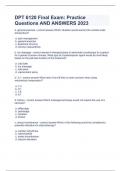 DPT 6120 Final Exam&colon; Practice Questions And Answers 2023