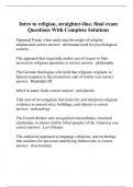 Intro to religion, straighter-line, final exam Questions With Complete Solutions