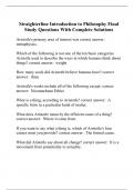 Straighterline Introduction to Philosophy Final Study Questions With Complete Solutions.