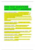 CRIS TEST QUESTIONS AND CORRECT ANSWERS
