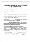 Straighterline Religion 101 Final| 265 Questions| With Complete Solutions