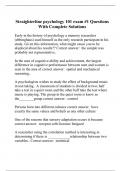 Straighterline psychology 101 exam #1 Questions With Complete Solutions