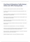 Final Exam 25 Questions Traffic School Online&period;com 100&percnt; Passing Grade