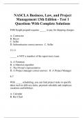 NASCLA Business, Law, and Project Management 13th Edition - Test 1 Questions With Complete Solutions