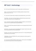 IBT Unit 1- tecnology questions & answers rated A+ 2023