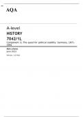 AQA A-level HISTORY Component 1L JUNE 2023 MARK SCHEME: The quest for political stability: Germany, 1871–1991