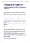 USPA Skydiving B License Study Guide&sol;USPA Skydiving B License Study Guide Questions With Complete Answers&period;