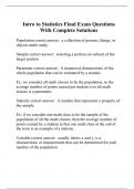 Intro to Statistics Final Exam Questions With Complete Solutions