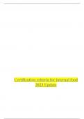 Certification criteria for internal food 2023 Update