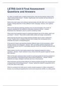LETRS Unit 8 Final Assessment Questions and Answers 