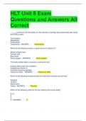 HLT Unit 8 Exam Questions and Answers All Correct 