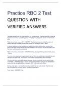 Practice RBC 2 Test QUESTION WITH  VERIFIED ANSWERS