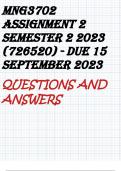 MNG3702 Assignment 2 Semester 2 2023 (726520) - DUE 15 September 2023
