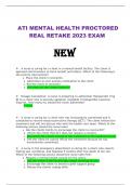 ATI MENTAL HEALTH PROCTORED REAL RETAKE 2023 EXAM