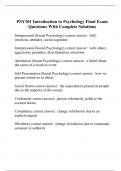 PSY101 Introduction to Psychology Final Exam Questions With Complete Solutions