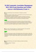 M-100 Community Association Management 2023&sol; 2024 Exam&vert; Questions and Verified Answers with Rationales&vert; Grade A&plus;