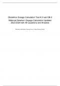Obstetrics Dosage Calculation Test &num; 2 sub OB-2 Maternal Newborn Dosage Calculation Updated  2023-2024 with All Questions and Answers Maternity and Pediatric Nursing &lpar;Jersey College Nursing School&rpar;