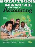 SOLUTIONS MANUAL for Century 21 Accounting&colon; General Journal 10th Edition Gilbertson&comma; Mark&comma; Harmon-Gentene Debra &vert; Complete 28 Chapters