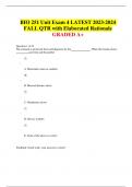 BIO 251 Unit Exam 4 LATEST 2023-2024  FALL QTR with Elaborated Rationale GRADED A+