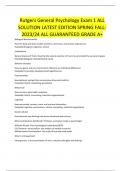Rutgers General Psychology Exam 1 ALL SOLUTION LATEST EDITION SPRING FALL-2023/24 ALL GUARANTEED GRADE A+ 