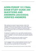 AORN PERIOP 101 FINAL  EXAM STUDY GUIDE 200  QUESTIONS AND  ANSWERS (2023/2024)  VERIFIED ANSWERS