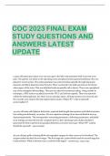 COC 2023 FINAL EXAM  STUDY QUESTIONS AND  ANSWERS LATEST  UPDATE