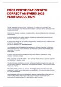 CRCR CERTIFICATION WITH  CORRECT ANSWERS 2023  VERIFID SOLUTION