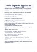 Quality Engineering Questions And Answers 2023 Complete Verified  