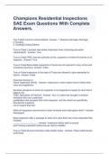 Champions Residential Inspections SAE Exam Questions With Complete Answers&period;
