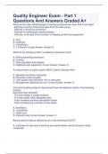 Quality Engineer Exam - Part 1 Questions And Answers Graded A&plus;