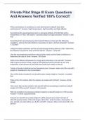 Private Pilot Stage III Exam Questions And Answers Verified 100&percnt; Correct&excl;&excl;
