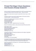 Private Pilot Stage 3 Exam Questions And Answers Already Graded A&plus;