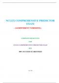 NCLEX COMPREHENSIVE PREDICTOR EXAM ( 14 VERSIONS) / COMPREHENSIVE NCLEX PREDICTOR EXAM / COMPREHENSIVE PREDICTOR NCLEX  EXAM:LATEST