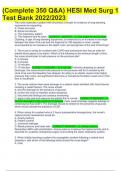 &lpar;Complete 350 Q&A&rpar; HESI Med Surg 1 Test Bank 2022&sol;2023 