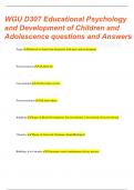 WGU D307  Educational Psychology & Development of Children and Adolescents (2023-2024) (Correct Answers)