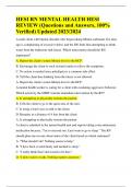 HESI RN MENTAL HEALTH HESI REVIEW &lpar;Questions and Answers&comma; 100&percnt; Verified&rpar; Updated 2023&sol;2024