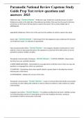 Paramedic National Review Capstone Study Guide Prep Test review questions and answers 2023&period;docx 