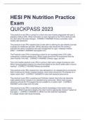 HESI PN Nutrition Practice  Exam QUICKPASS 2023
