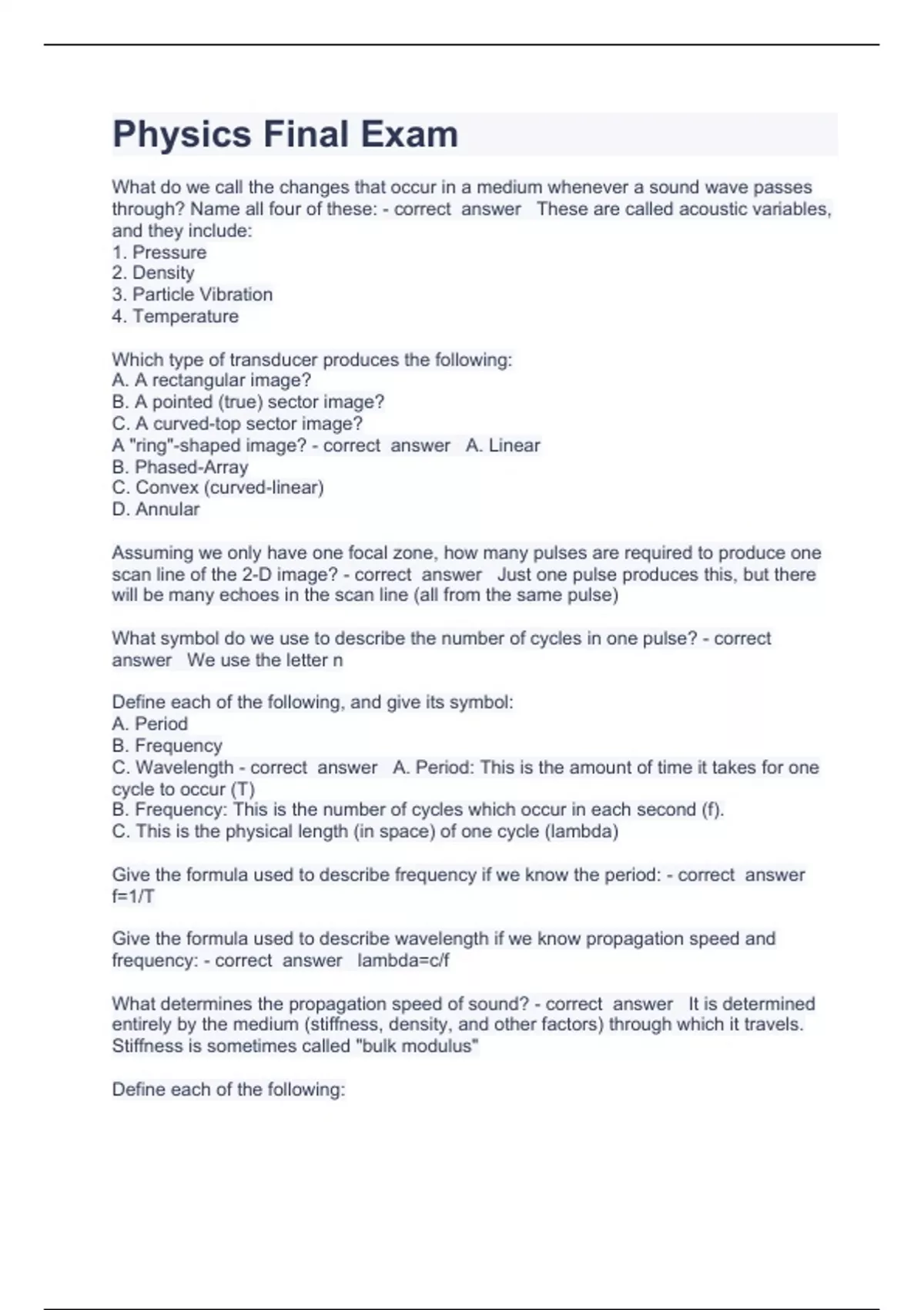 Physics Final Exam Question and answers 100% correct 2023 - APRP ...