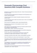Paramedic Pharmacology Final Questions With Complete Solutions&period;