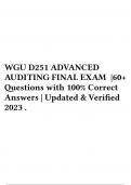WGU D251 ADVANCED AUDITING FINAL EXAM | 300+ Questions with 100% Correct Answers | Updated & Verified 2023 .